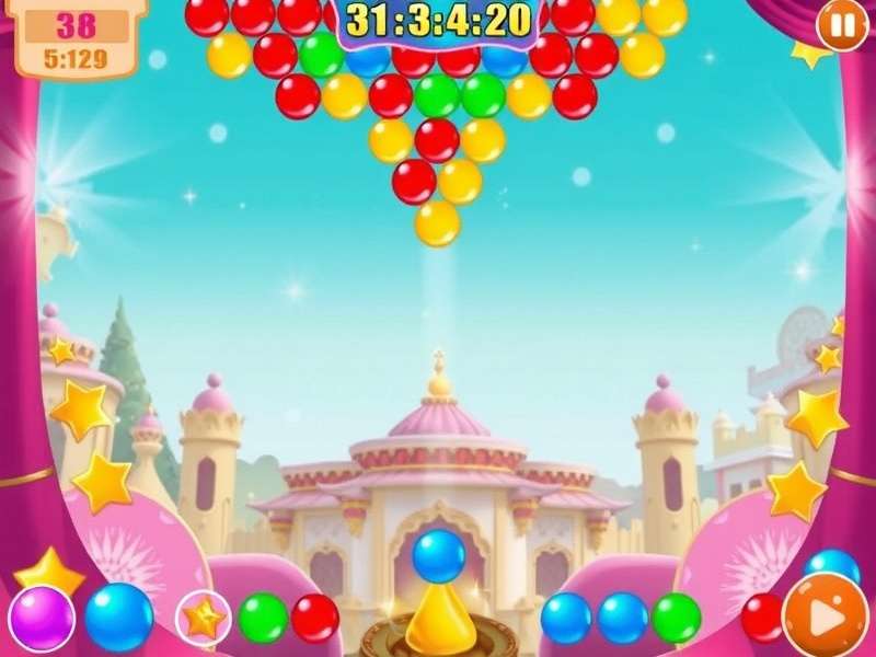 Candy Bubble Blast gameplay screenshot showing colorful bubbles